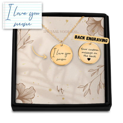 Upload je geschreven tekst of tekening voor deze munt ketting gepersonaliseerd - zilver - rosé goud - goud