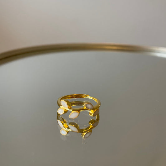 La bague feuille d'or - plaqué or, plaqué rose, argent